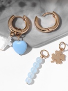 Серьги со съёмным элементом «Трансформер» крестик, цвет бело-синий в золоте - Фото 6