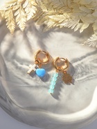 Серьги со съёмным элементом «Трансформер» крестик, цвет бело-синий в золоте - Фото 4