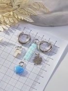 Серьги со съёмным элементом «Трансформер» крестик, цвет бело-голубой в серебре - Фото 2