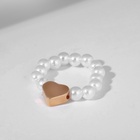 Кольцо бисерное «Сердечко», белое - Фото 1