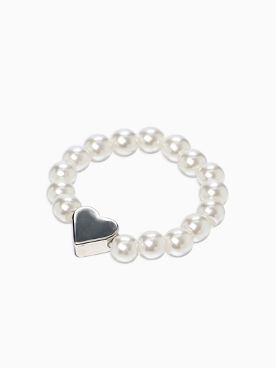 Кольцо бисерное «Сердечко», белое