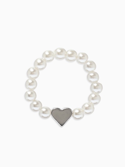 Кольцо бисерное «Сердечко», белое