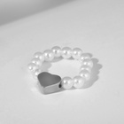 Кольцо бисерное «Сердечко», белое - Фото 1