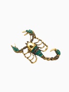 Брошь «Скорпион» в броне, цвет чёрно-зелёный в чернёном золоте - Фото 1