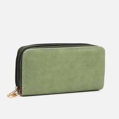 Кошелёк женский на молниях, отдел для купюр, для карт, для монет, цвет зелёный