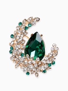 Брошь «Императрица» полумесяц, бело-зелёная в золоте - Фото 1