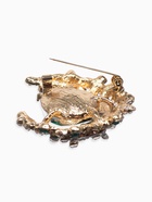 Брошь «Императрица» полумесяц, бело-зелёная в золоте - Фото 3