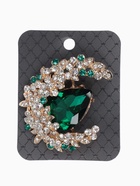 Брошь «Императрица» полумесяц, бело-зелёная в золоте - Фото 5