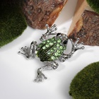 Брошь «Лягушка» путешественница, цвет зелёный в серебре - Фото 3