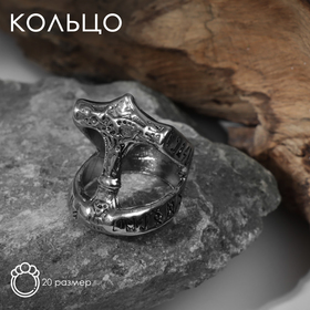 Кольцо «Тор», цвет чернёное серебро, 20 размер