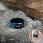 Кольцо «Вальхалла» с рунами, цвет бело-синий, 16 размер - фото 9860519