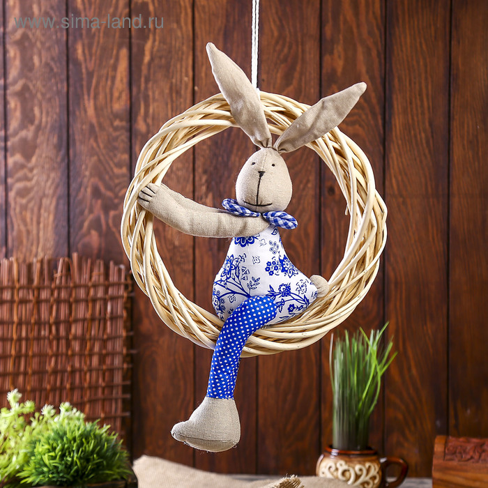 Декор подвесной "Заяц сидит в кольце" 5х25,5х33 см - Фото 1