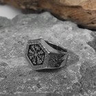 Кольцо «Асгард», цвет чернёное серебро, 22 размер - фото 319437721