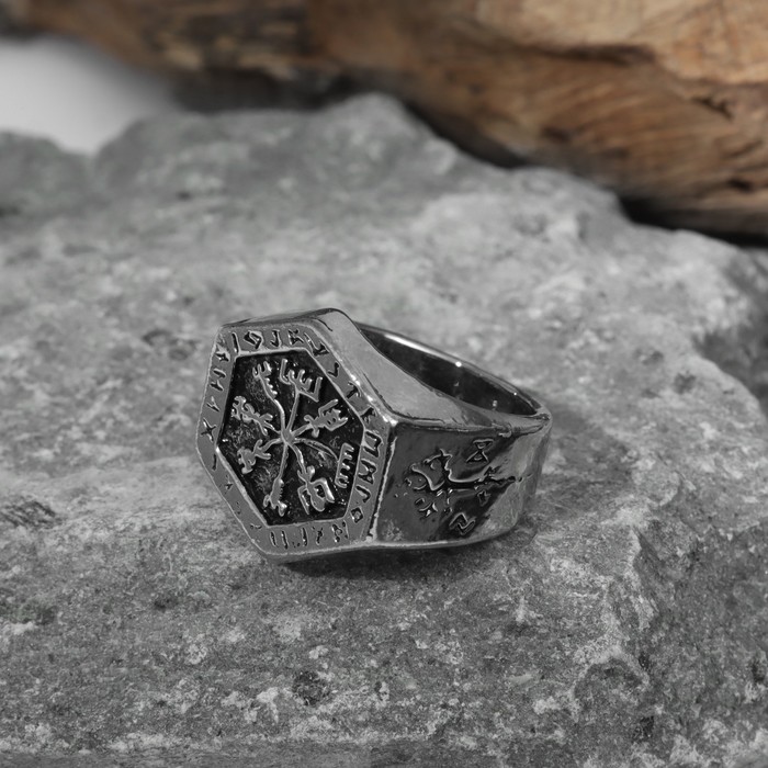 Кольцо "Асгард", цвет чернёное серебро, 22 размер