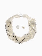 Набор 2 предмета: серьги, бусы «Жемчужный со стразами», цвет белый, 40 см - Фото 1