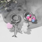 Серьги со съёмным элементом «Трансформер» мишка и сердце, цветные в серебре - Фото 5