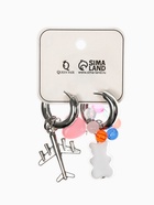 Серьги со съёмным элементом «Трансформер» мишка и сердце, цветные в серебре - Фото 13