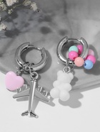 Серьги со съёмным элементом «Трансформер» мишка и сердце, цветные в серебре - Фото 10