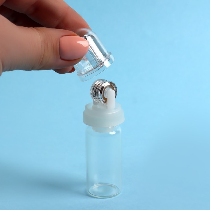 Мезороллер со флаконом для сыворотки, 64 иглы, 0,25/0,5/1 мм, флакон 10 мл, цвет прозрачный 34790