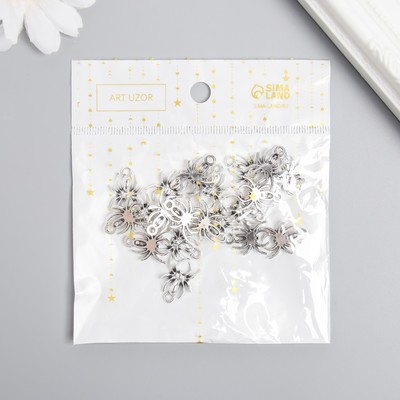 Металлический элемент, декоративная подвеска «Арт Узор. Паук», серебро, 1.8×1.3 см