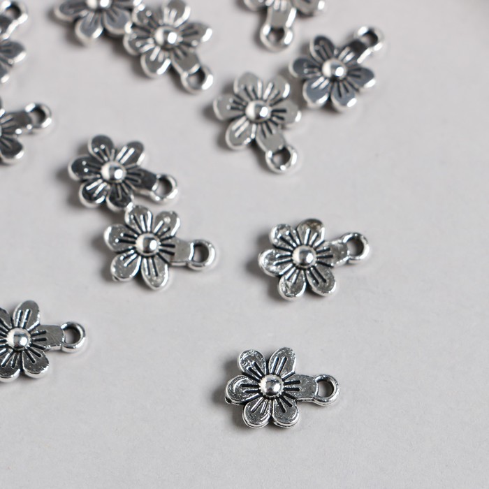 Декор для творчества металл "Маленький цветочек" серебро 1,2х0,9 см - Фото 1