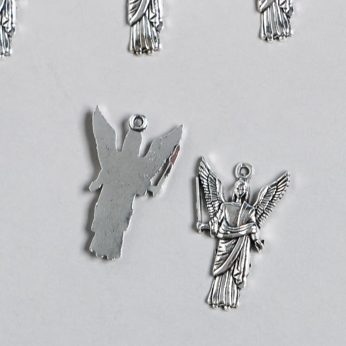 Декор для творчества металл "Ангел в тоге с посохом" серебро 2,7х1,6 см - Фото 1