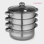 Мантоварка-пароварка Доляна «Классика», d=24 см, 4 уровня (нижний уровень 3.6 л), индукция, нержавеющая сталь - Фото 2