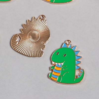 Декор для творчества металл, эмаль «Зелёный дракоша», золото, 2.3×2.8 см