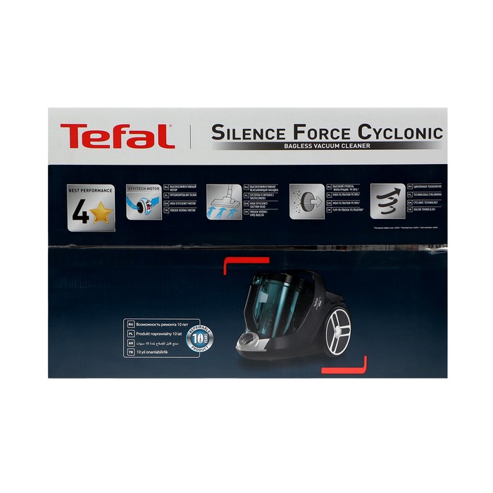 Пылесос Tefal TW7233EA, контейнер, 550 Вт, 2.5 л, чёрно-красный - фото 51358678