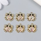 Декор для творчества металл, стразы "Крабик" золото 1,5х1,3 см (комплект 6 шт) - фото 22191248