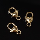 Замок карабин «Сердечко», гладкое, 3 шт. 14×26 мм, цвет золото - Фото 4