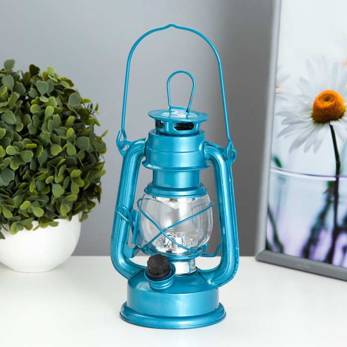 Керосиновая лампа декоративная лазурный 9,5х13,5х18,5 см RISALUX - фото 1885646126