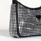 Сумка-багет на молнии, цвет чёрный/серые стразы - фото 24317996