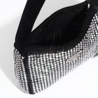 Сумка-багет на молнии, цвет чёрный/серые стразы - фото 24317997