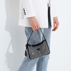 Сумка-багет на молнии, цвет чёрный/серые стразы - фото 24317998