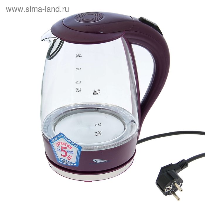 Чайник электрический "Ладомир" 104, 1.7 л, 2000 Вт, фиолетовый - Фото 1