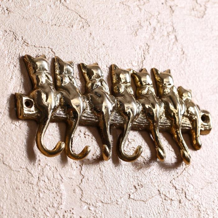 Крючок «7 котов», 17×8×1.5 см, латунь - Фото 1