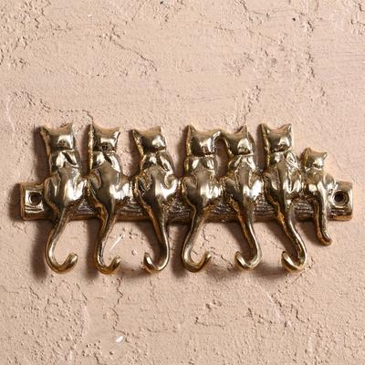 Крючок «7 котов», 17×8×1.5 см, латунь