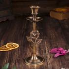 Подсвечник на 1 свечу "Роза" антик, латунь, 19 см - фото 321251422