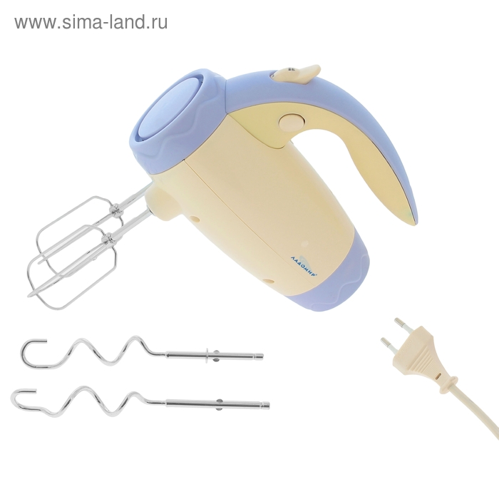 Миксер "Ладомир" 80, ручной, 200 Вт, 6 скоростей, 4 насадки, бежевый - Фото 1