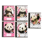 Тетрадь 48 листов клетка "Любимая панда", картонная обложка, водный лак, 5 видов МИКС - Фото 1