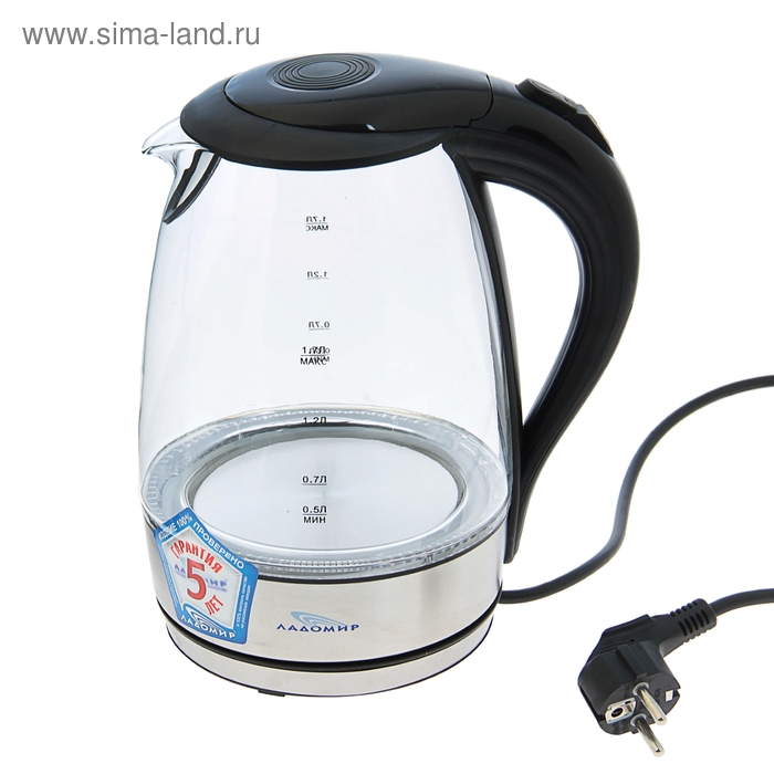 Чайник электрический "Ладомир" 104, 1.7 л, 2000 Вт, чёрный - Фото 1
