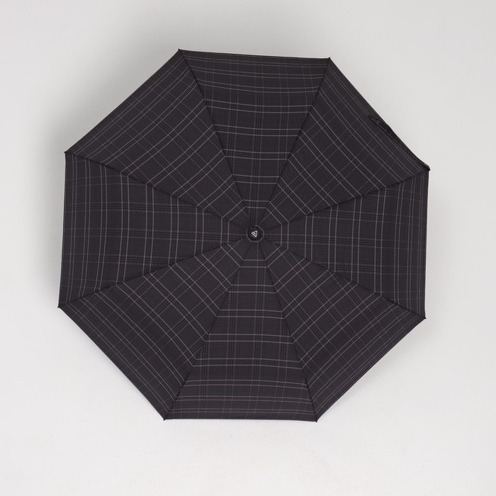 Зонт автоматический «Клетка», 3 сложения, 8 спиц, R = 51 см, цвет серый - фото 1926686894