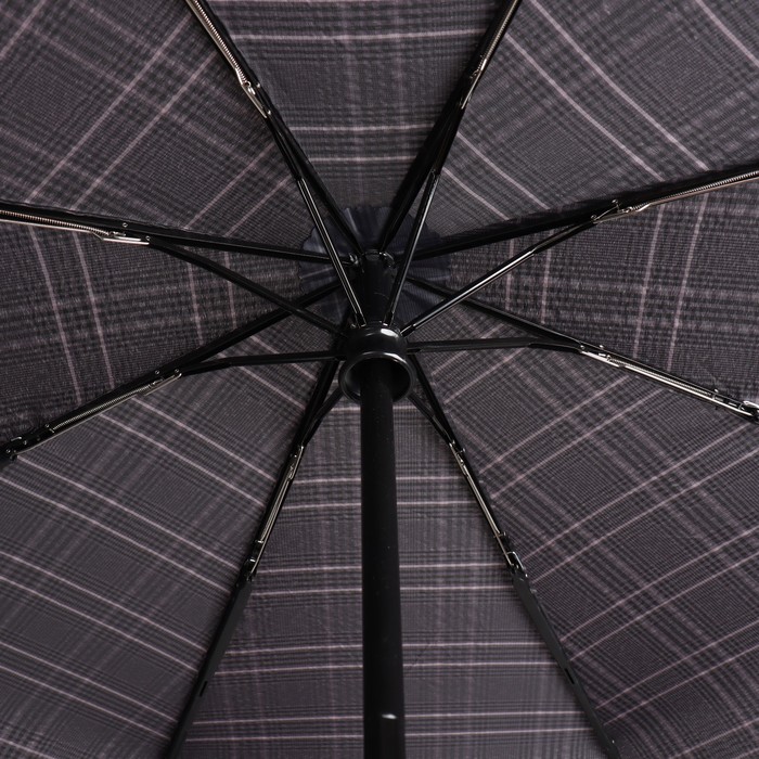 Зонт автоматический «Клетка», 3 сложения, 8 спиц, R = 51 см, цвет серый - фото 1904804573