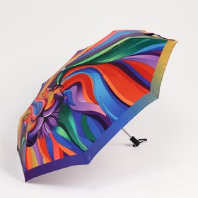 Зонт автоматический «Лев», облегчённый, сатин, 3 сложения, 8 спиц, R = 51 см, цвет разноцветный