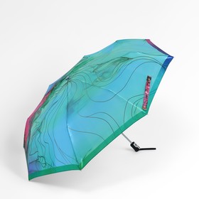 Зонт автоматический «Линии», облегчённый, сатин, 3 сложения, 8 спиц, R = 51 см, цвет зелёный