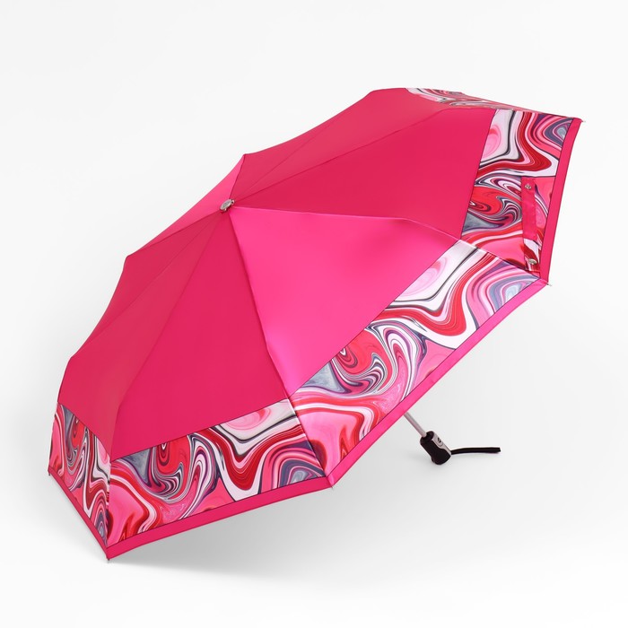 Зонт автоматический «Орнамент», сатин, 3 сложения, 8 спиц, R = 52 см, цвет розовый - Фото 1