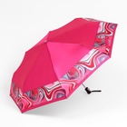Зонт автоматический «Орнамент», сатин, 3 сложения, 8 спиц, R = 52 см, цвет розовый - фото 9599361