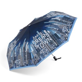 Зонт автоматический «Town», облегчённый, сатин, 3 сложения, 8 спиц, R = 52 см, цвет тёмно-синий