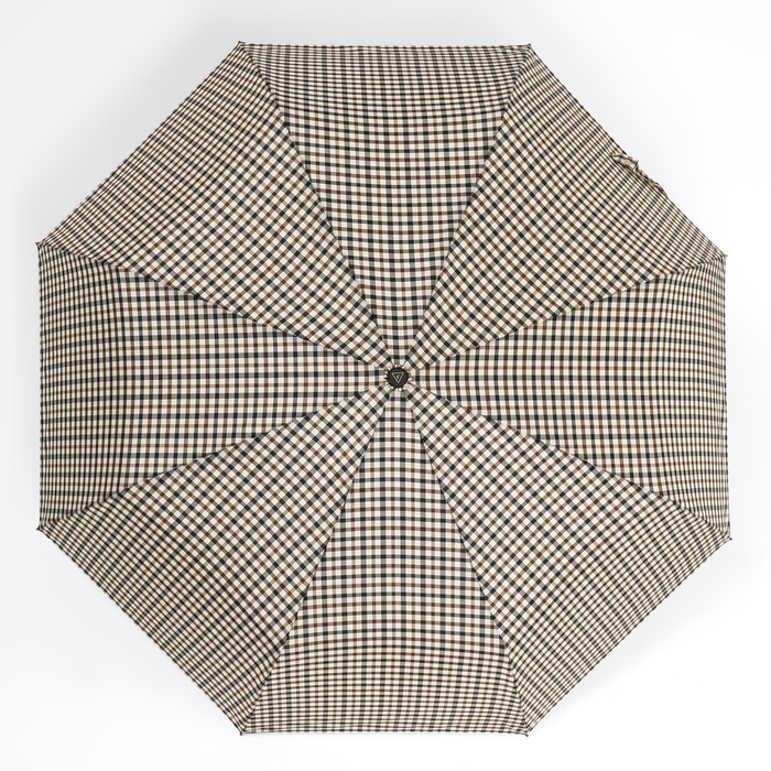 Зонт автоматический «Клетка», 3 сложения, 8 спиц, R = 51 см, цвет бежевый - фото 1907713277